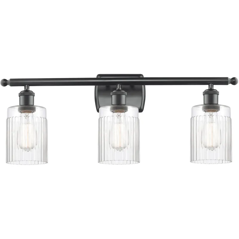 Ballston Hadley 3 Light 26 inch Matte Black Bath Vanity Light Wall Light in Clear Glass, Ballston
