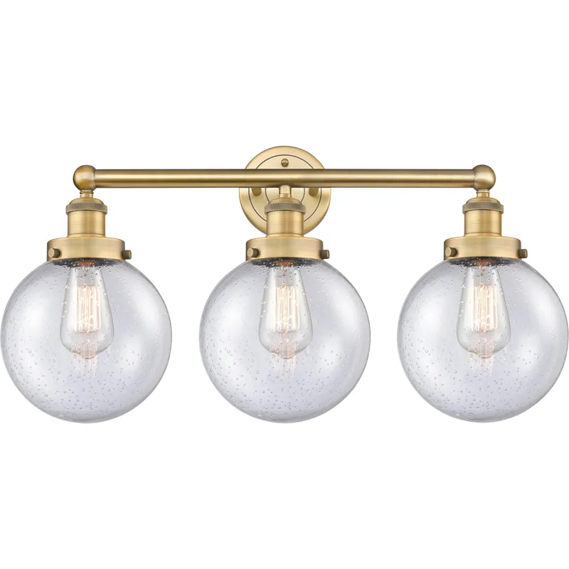 Beacon 3 Light 24.5 inch Brushed Brass Bath Vanity Light Wall Light in Seedy