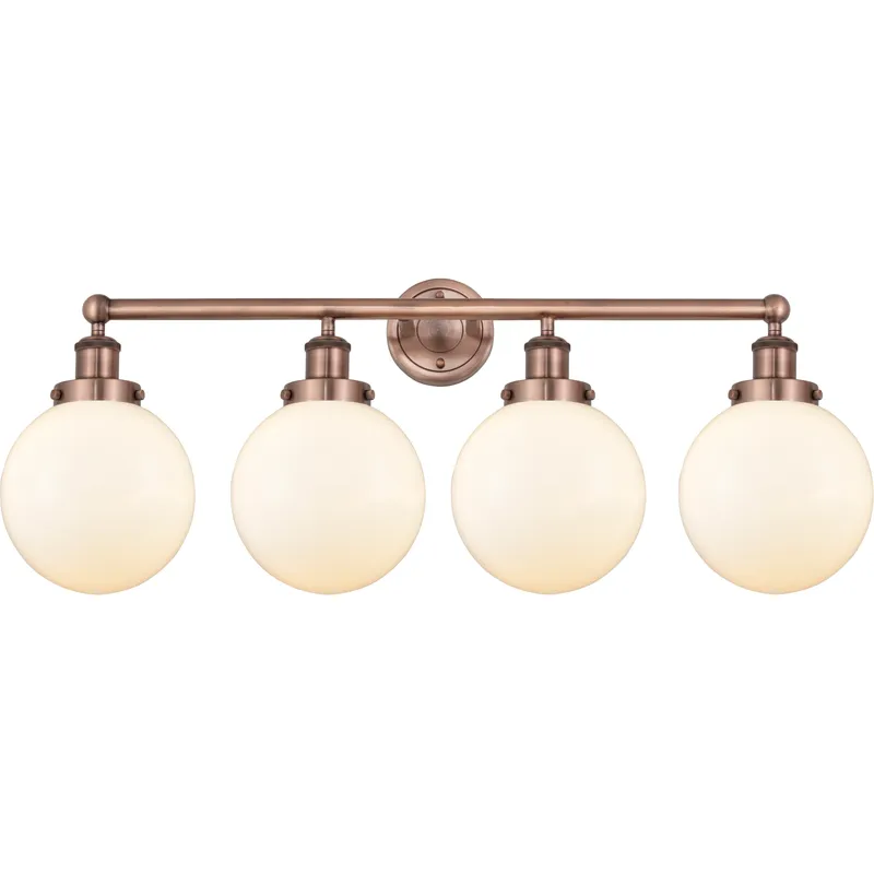 Beacon 4 Light 33.5 inch Antique Copper Bath Vanity Light Wall Light in Matte White