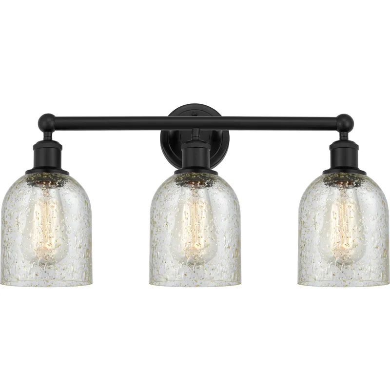 Edison Caledonia 3 Light 23 inch Matte Black Bath Vanity Light Wall Light in Mica Glass