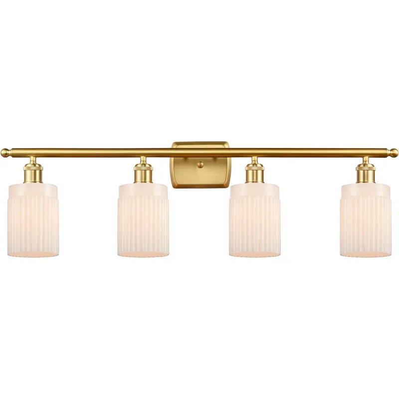 Ballston Hadley LED 36 inch Satin Gold Bath Vanity Light Wall Light in Matte White Glass, Ballston
