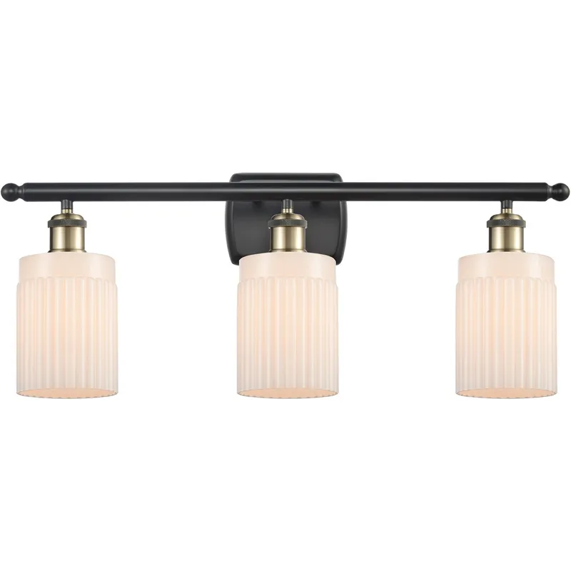 Ballston Hadley 3 Light 26 inch Black Antique Brass Bath Vanity Light Wall Light in Matte White Glass, Ballston