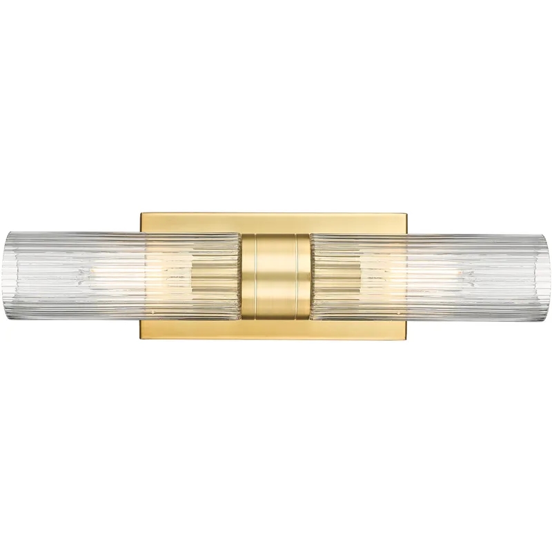 Ballston Urban 2 Light 18 inch Satin Gold Bath Vanity Light Wall Light in Striped Clear Glass
