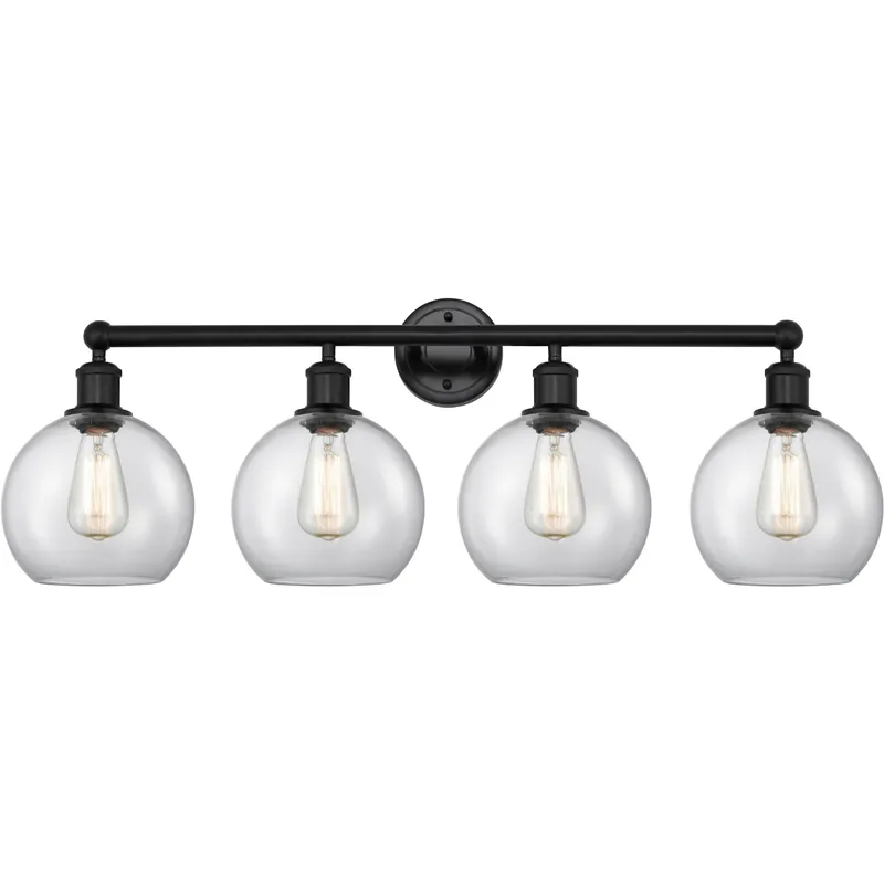 Athens 4 Light 35 inch Matte Black Bath Vanity Light Wall Light in Clear