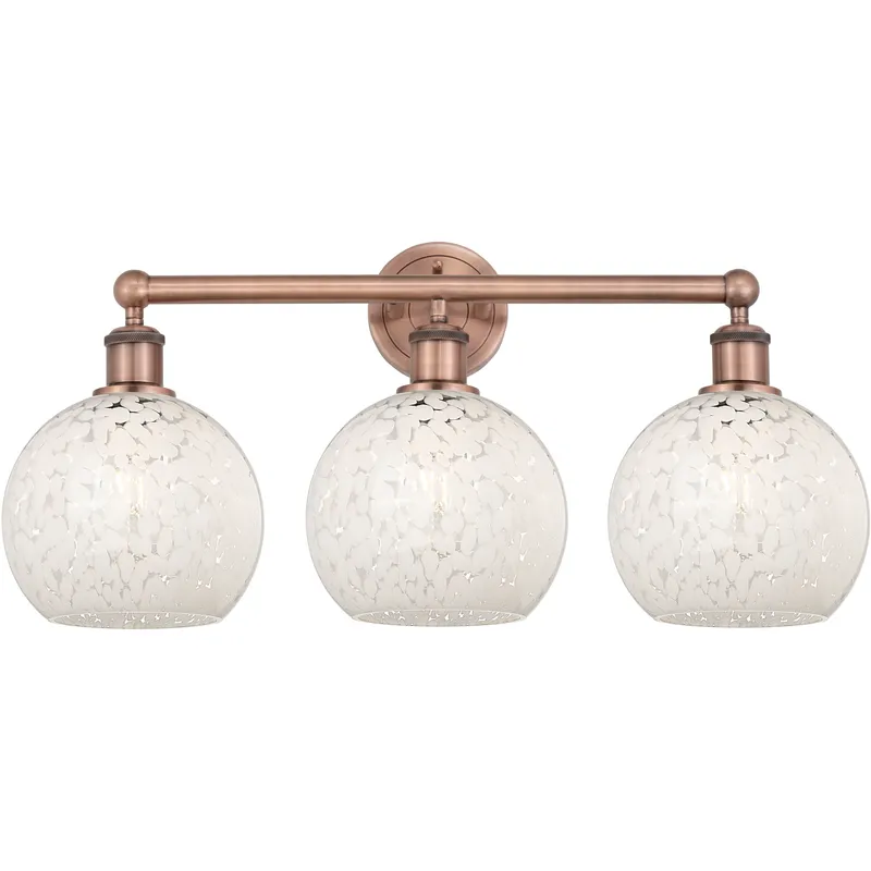 Edison White Mouchette 3 Light 26 inch Antique Copper Bath Vanity Light Wall Light