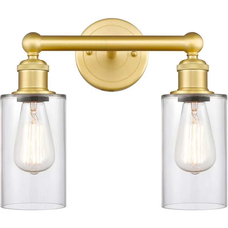 Clymer 2 Light 12.88 inch Satin Gold Bath Vanity Light Wall Light in Clear