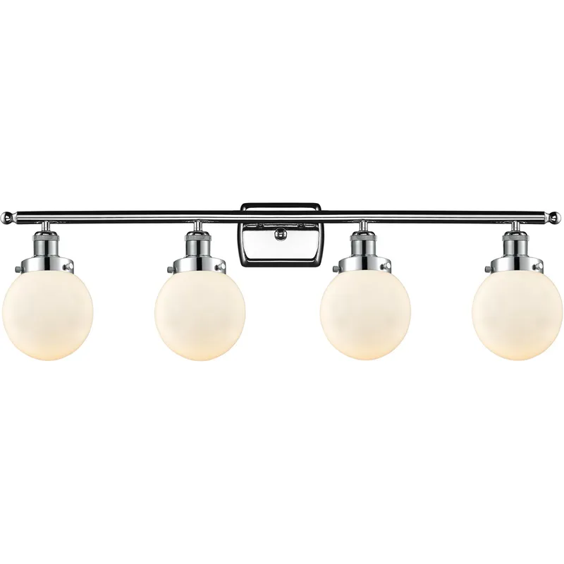 Ballston Beacon 4 Light 36 inch Polished Chrome Bath Vanity Light Wall Light in Matte White Glass, Ballston