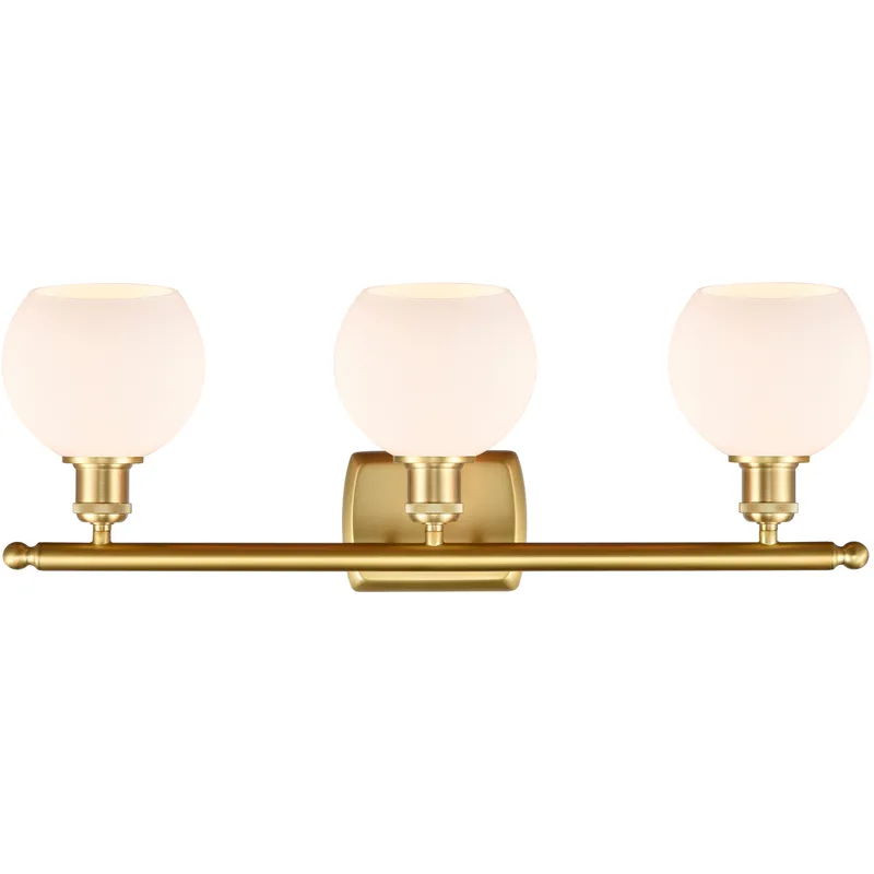 Ballston Athens LED 26 inch Satin Gold Bath Vanity Light Wall Light in Matte White Glass