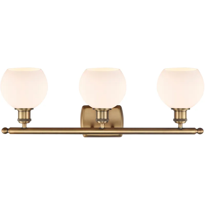 Ballston Athens LED 26 inch Brushed Brass Bath Vanity Light Wall Light in Matte White Glass