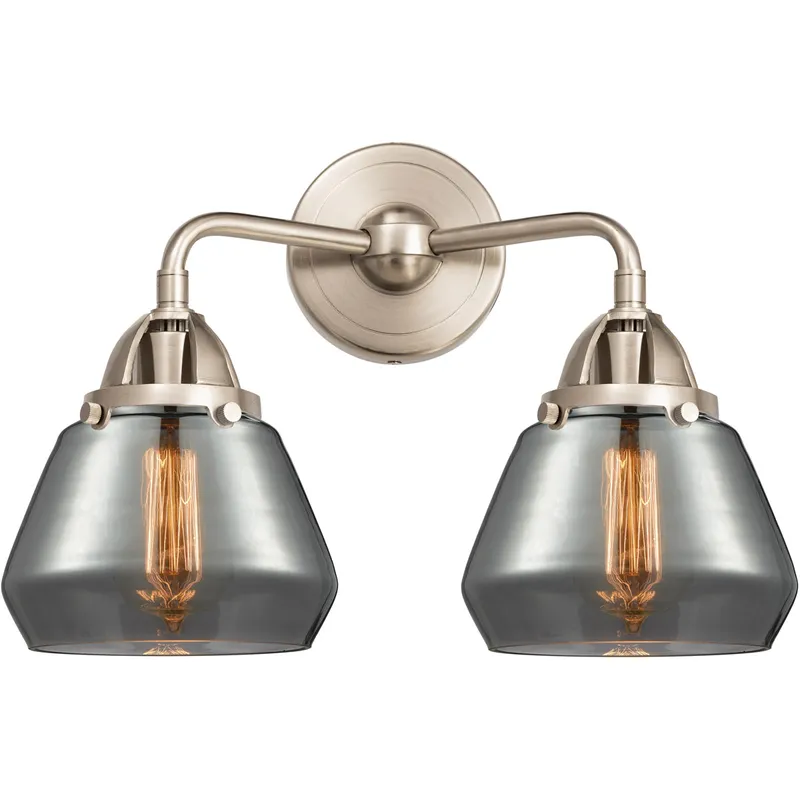 Nouveau 2 Fulton LED 14.75 inch Brushed Satin Nickel Bath Vanity Light Wall Light in Plated Smoke Glass