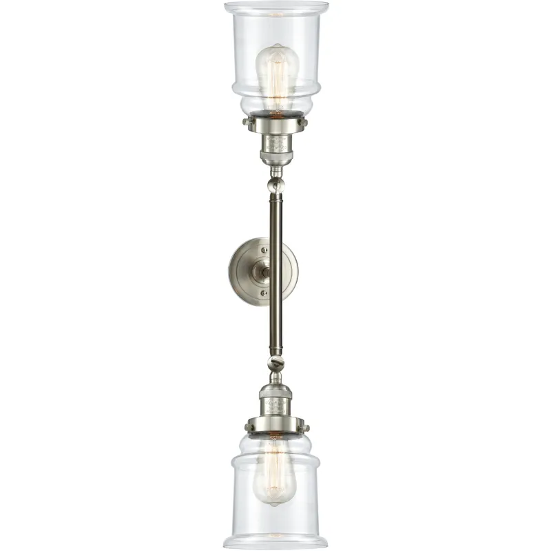 Franklin Restoration Canton 2 Light 17 inch Brushed Satin Nickel Bath Vanity Light Wall Light in Clear Glass, Franklin Restoration