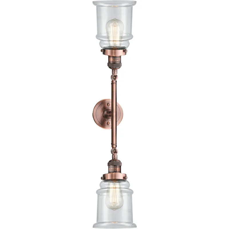 Franklin Restoration Canton 2 Light 17 inch Antique Copper Bath Vanity Light Wall Light in Clear Glass, Franklin Restoration