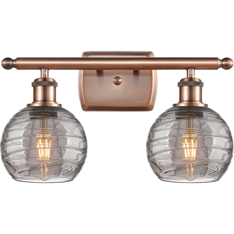 Ballston Athens Deco Swirl 2 Light 15.88 inch Antique Copper Bath Vanity Light Wall Light