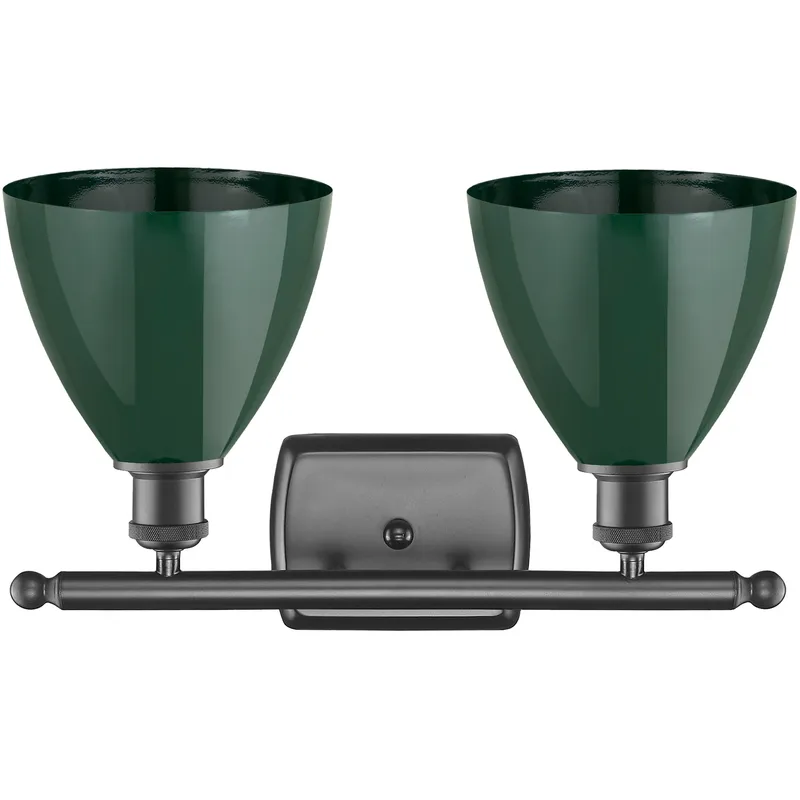 Ballston Plymouth Dome 2 Light 18 inch Oil Rubbed Bronze Bath Vanity Light Wall Light in Matte Green