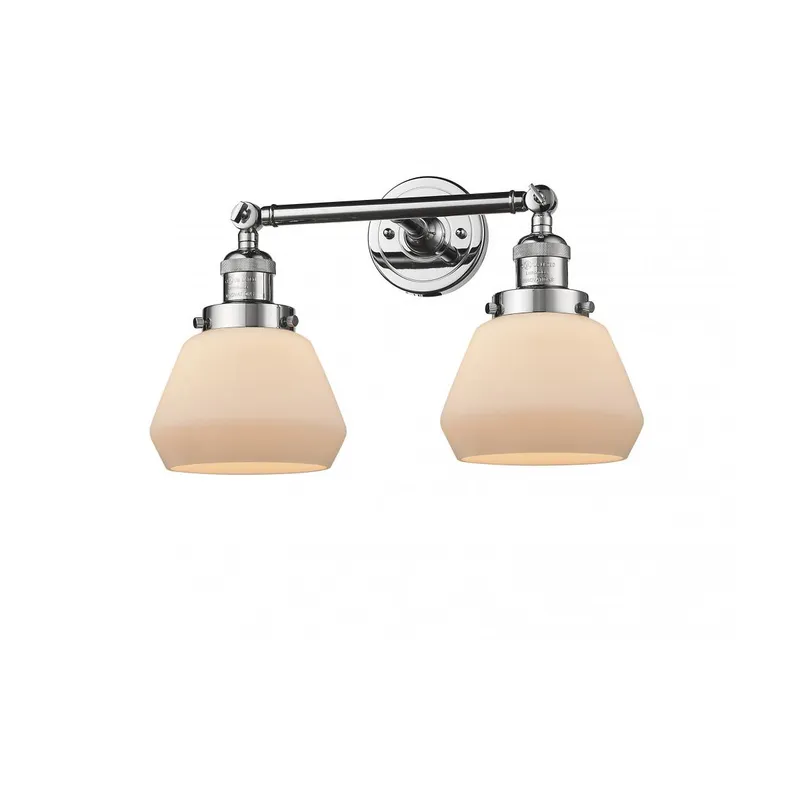 Franklin Restoration Fulton 2 Light 17 inch Polished Chrome Bath Vanity Light Wall Light in Matte White Glass, Franklin Restoration