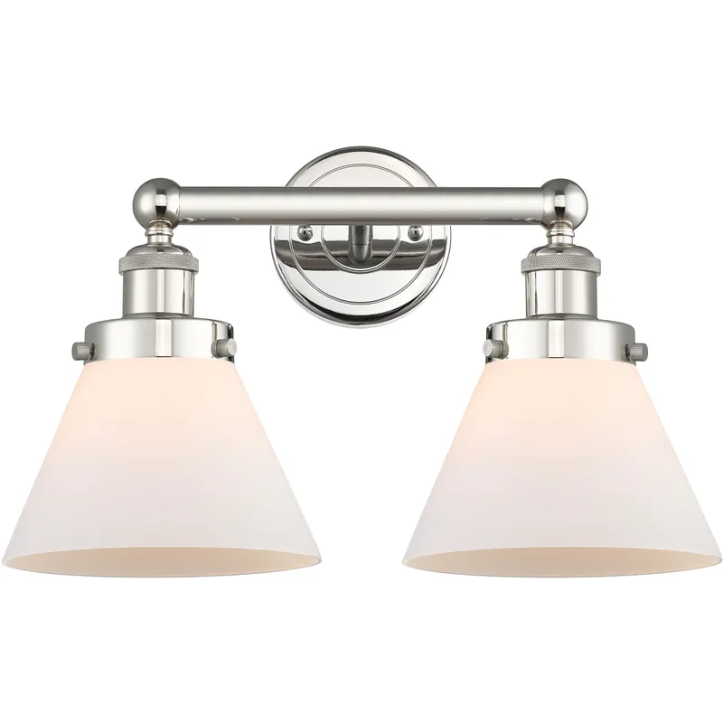 Cone 2 Light 16.75 inch Polished Nickel Bath Vanity Light Wall Light in Matte White