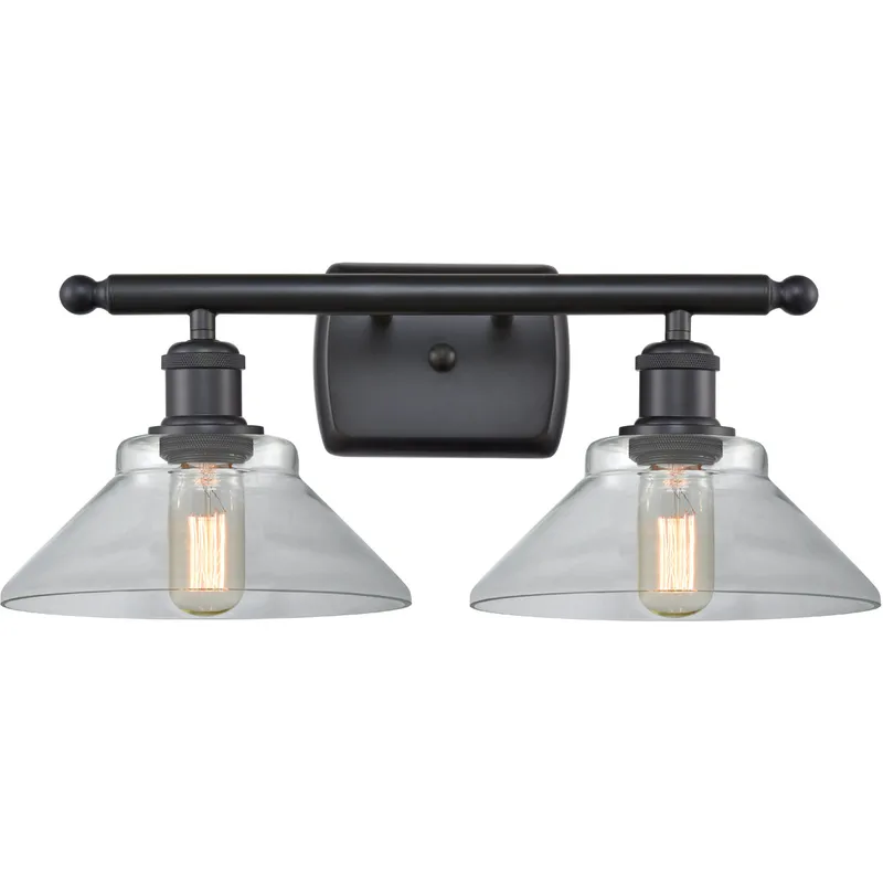 Ballston Orwell 2 Light 18 inch Matte Black Bath Vanity Light Wall Light in Clear Glass, Ballston