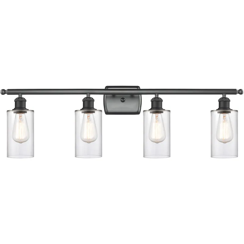 Ballston Clymer LED 36 inch Matte Black Bath Vanity Light Wall Light in Clear Glass, Ballston