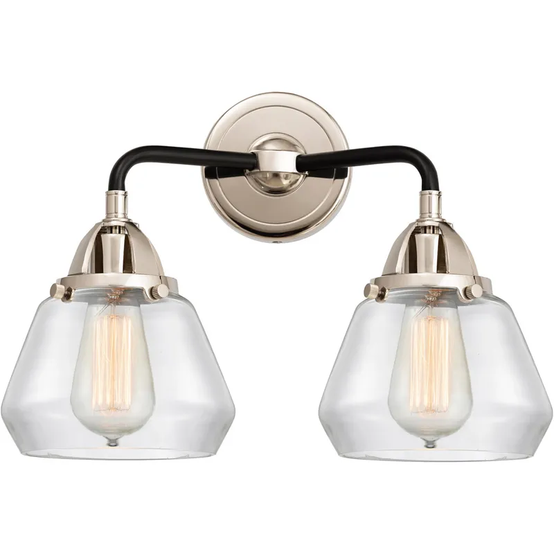 Nouveau 2 Fulton LED 14.75 inch Black Polished Nickel Bath Vanity Light Wall Light in Clear Glass