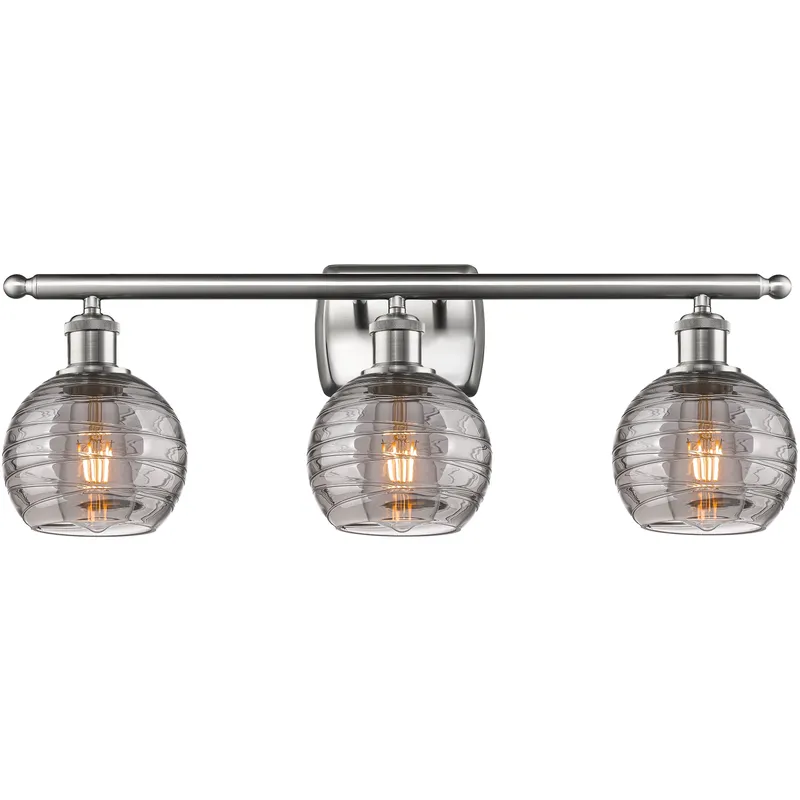 Ballston Athens Deco Swirl 3 Light 25.88 inch Brushed Satin Nickel Bath Vanity Light Wall Light