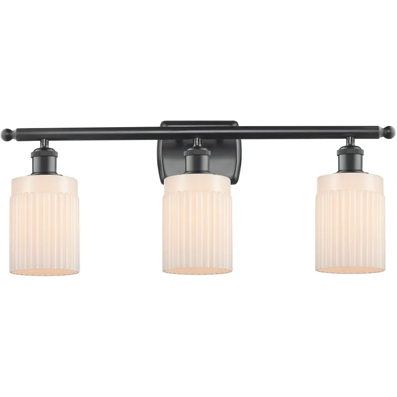 Ballston Hadley 3 Light 26 inch Matte Black Bath Vanity Light Wall Light in Matte White Glass, Ballston