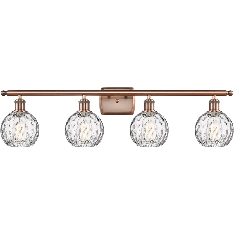 Ballston Athens Water Glass 4 Light 36 inch Antique Copper Bath Vanity Light Wall Light