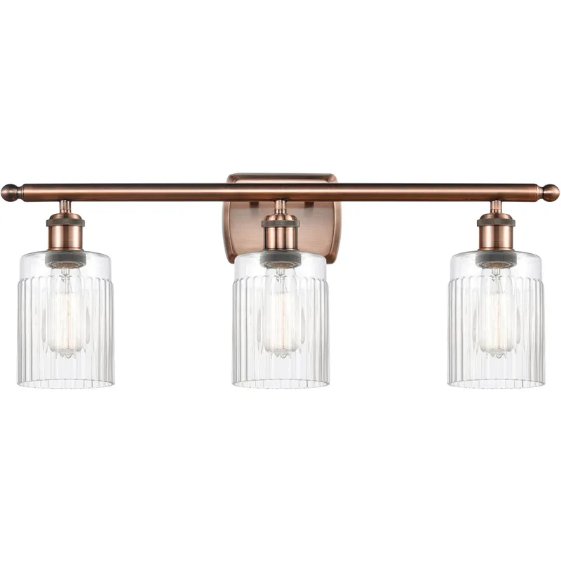 Ballston Hadley 3 Light 26 inch Antique Copper Bath Vanity Light Wall Light in Clear Glass, Ballston