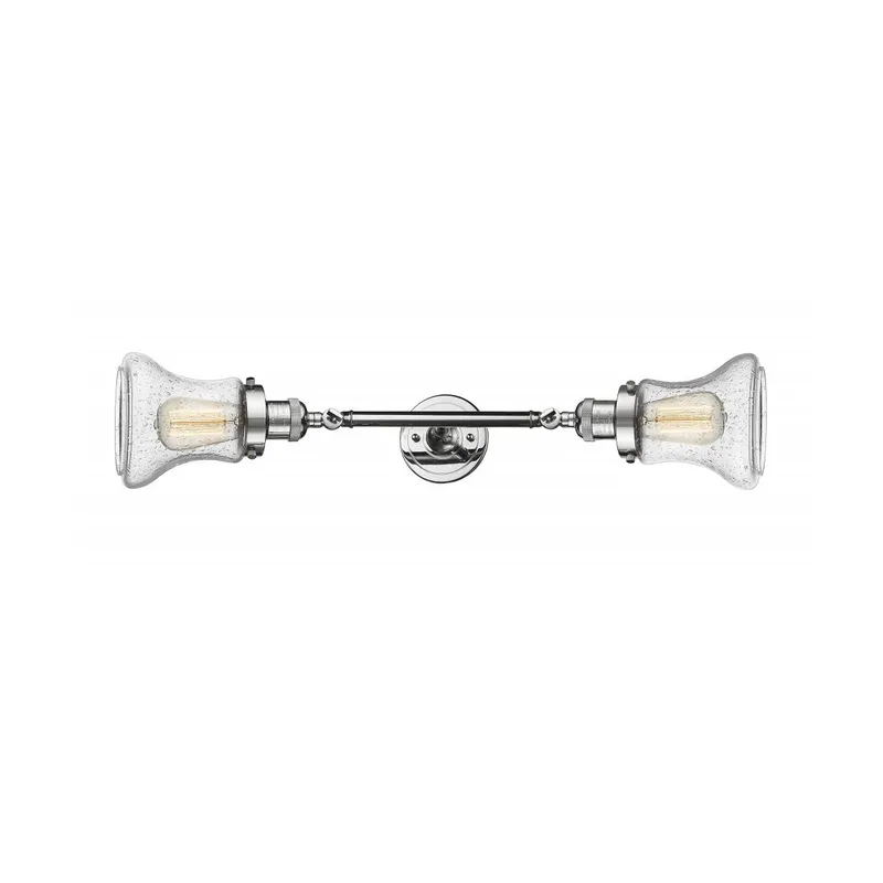Franklin Restoration Bellmont 2 Light 6 inch Polished Chrome Bath Vanity Light Wall Light in Seedy Glass, Franklin Restoration