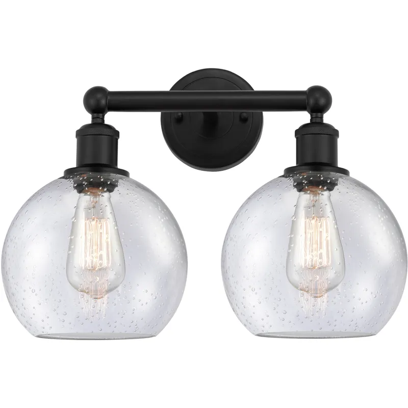 Athens 2 Light 17 inch Matte Black Bath Vanity Light Wall Light in Seedy