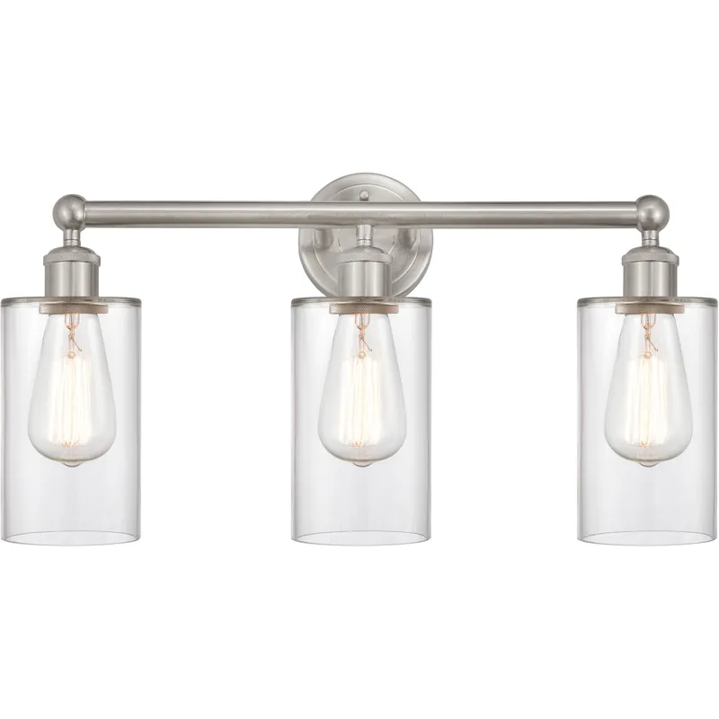 Edison Clymer 3 Light 22 inch Brushed Satin Nickel Bath Vanity Light Wall Light in Clear Glass