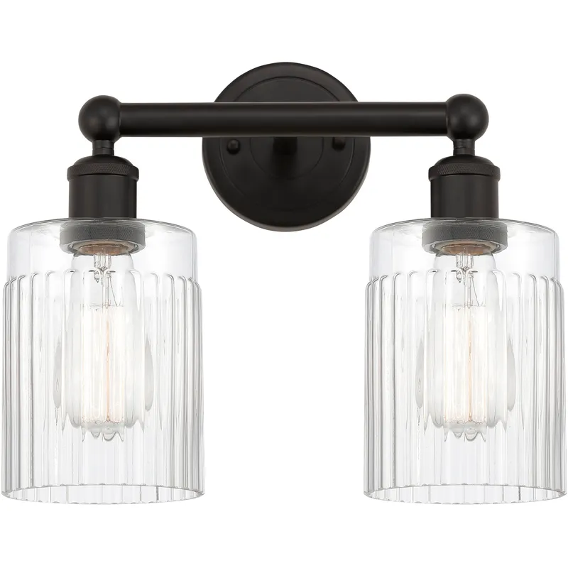 Edison Hadley 2 Light 14 inch Oil Rubbed Bronze Bath Vanity Light Wall Light in Clear Glass
