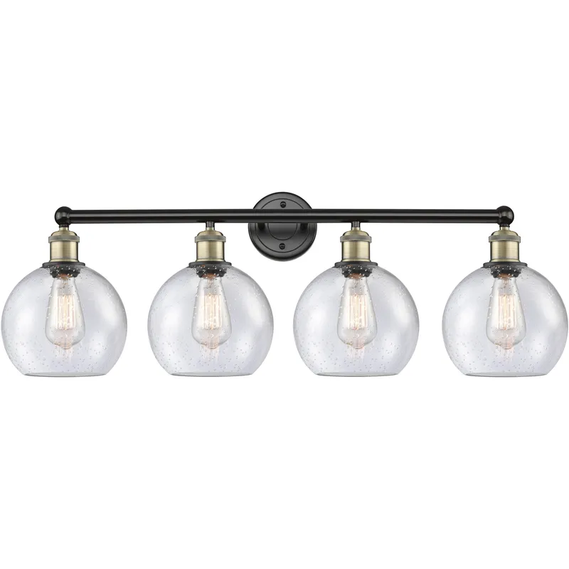 Athens 4 Light 35 inch Black Antique Brass Bath Vanity Light Wall Light in Seedy