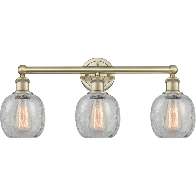 Belfast 3 Light 24 inch Antique Brass Bath Vanity Light Wall Light in Clear Crackle