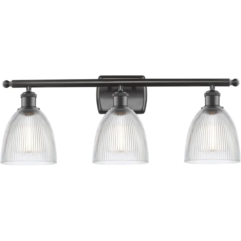 Ballston Castile 3 Light 26 inch Oil Rubbed Bronze Bath Vanity Light Wall Light in Clear Glass, Ballston
