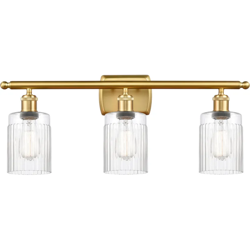 Ballston Hadley 3 Light 26 inch Satin Gold Bath Vanity Light Wall Light in Clear Glass, Ballston