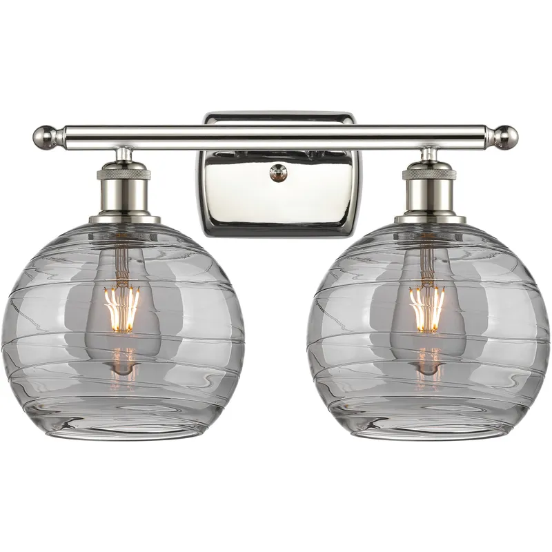Ballston Athens Deco Swirl 2 Light 18 inch Polished Nickel Bath Vanity Light Wall Light