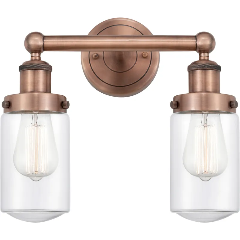 Dover 2 Light 15.5 inch Antique Copper Bath Vanity Light Wall Light in Clear