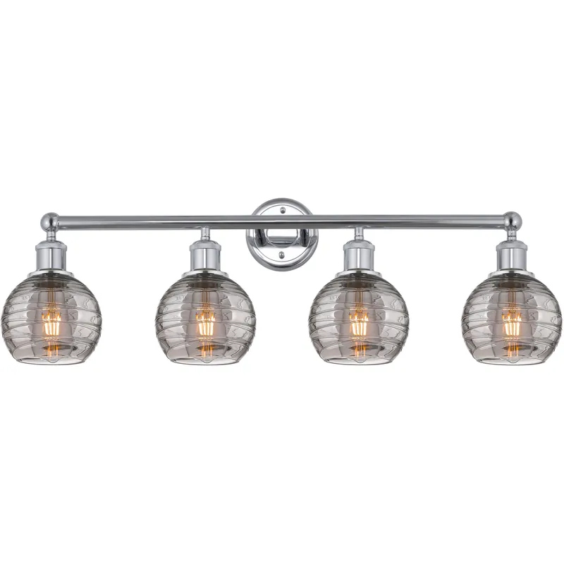 Edison Athens Deco Swirl 4 Light 32.88 inch Polished Chrome Bath Vanity Light Wall Light