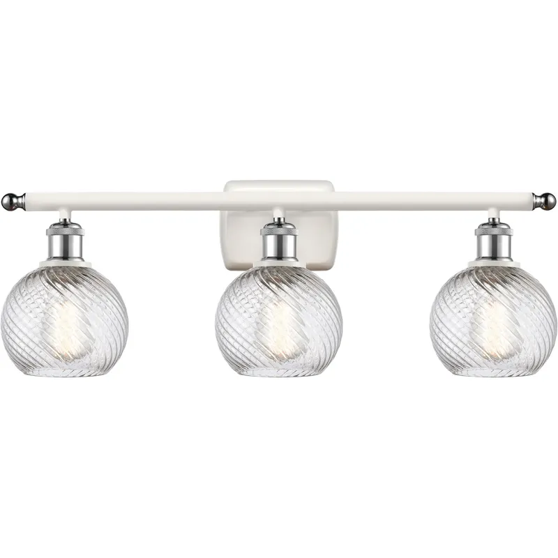 Ballston Small Deco Swirl 3 Light 26 inch White and Polished Chrome Bath Vanity Light Wall Light, Ballston
