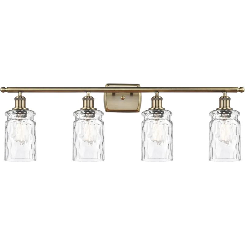 Ballston Candor 4 Light 36 inch Antique Brass Bath Vanity Light Wall Light in Incandescent, Clear Waterglass, Ballston