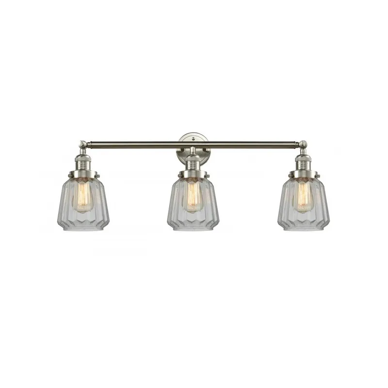 Franklin Restoration Chatham LED 30 inch Brushed Satin Nickel Bath Vanity Light Wall Light in Clear Glass, Franklin Restoration