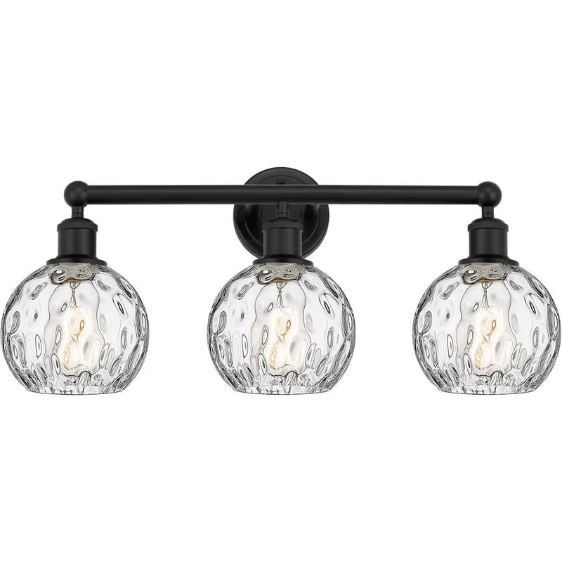 Edison Athens Water Glass 3 Light 24 inch Matte Black Bath Vanity Light Wall Light