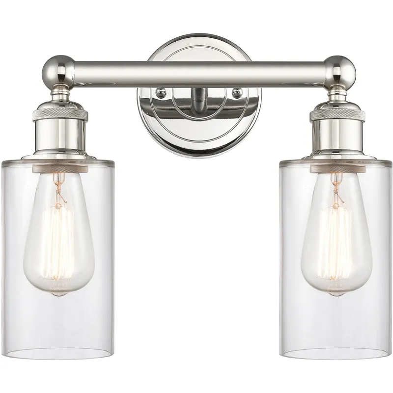 Clymer 2 Light 12.88 inch Polished Nickel Bath Vanity Light Wall Light in Clear