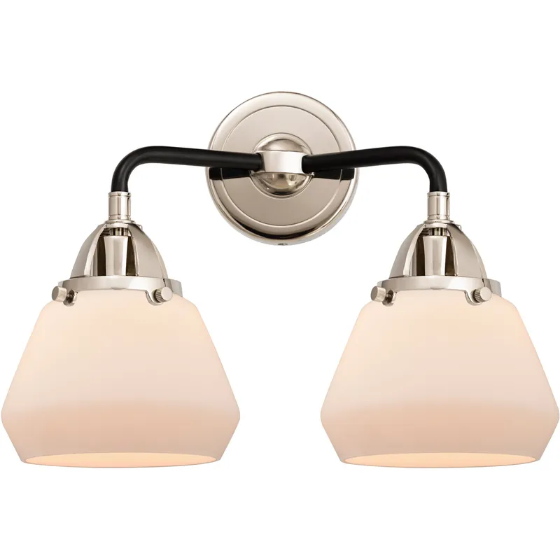 Nouveau 2 Fulton LED 14.75 inch Black Polished Nickel Bath Vanity Light Wall Light in Matte White Glass