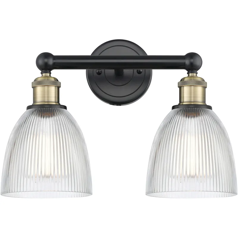 Castile 2 Light 15 inch Black Antique Brass Bath Vanity Light Wall Light in Clear