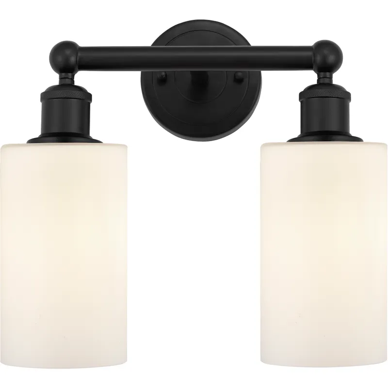 Edison Clymer 2 Light 13 inch Matte Black Bath Vanity Light Wall Light in Matte White Glass