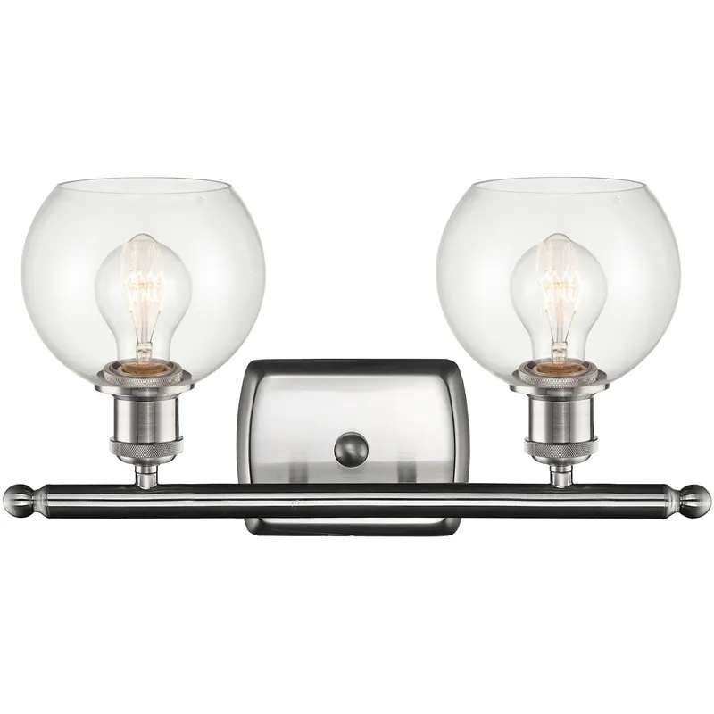 Ballston Athens 2 Light 16 inch Brushed Satin Nickel Bath Vanity Light Wall Light in Clear Glass