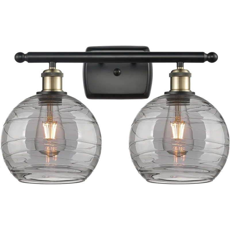 Ballston Athens Deco Swirl 2 Light 18 inch Black Antique Brass Bath Vanity Light Wall Light