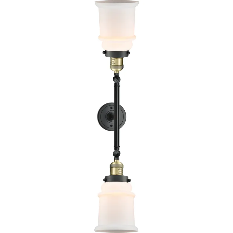 Franklin Restoration Canton 2 Light 17 inch Black Antique Brass Bath Vanity Light Wall Light in Matte White Glass, Franklin Restoration