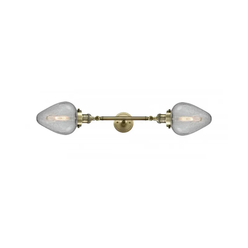 Franklin Restoration Geneseo LED 7 inch Antique Brass Bath Vanity Light Wall Light in Clear Crackle Glass, Franklin Restoration